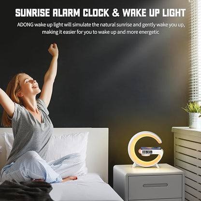 G-vormige lamp met luidspreker, klok en oplader